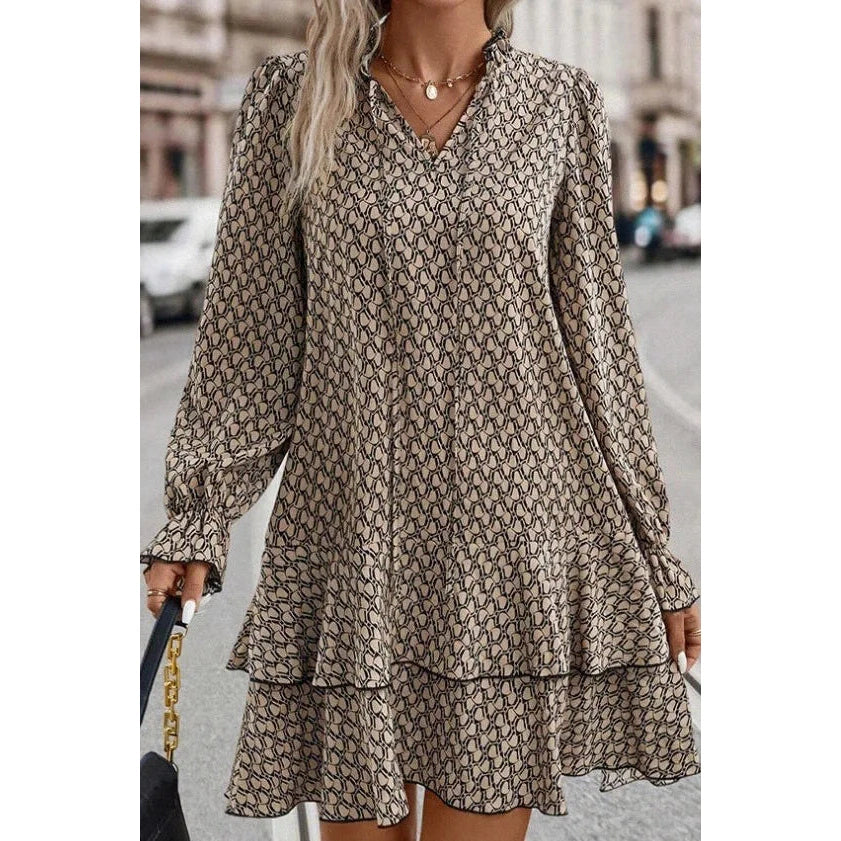 Rocco V-Neck Lace Up Loose Long Sleeve Dress