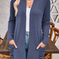 Rochelle Blue Striped Pocket Long Sleeved Cardigan