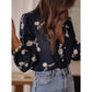 Romilda Navy Floral Ruffle Sleeve Blouse