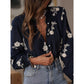 Romilda Navy Floral Ruffle Sleeve Blouse