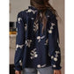Romilda Navy Floral Ruffle Sleeve Blouse