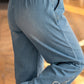 Ronda Beau Blue Frayed Floral Patch Wide Leg Raw Hem Wide Leg Jeans