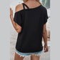 Ronin Black Asymmetric Criss Cross One Shoulder T Shirt