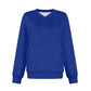 Quincie Blue V Neck Kangaroo Pouch Sweatshirt