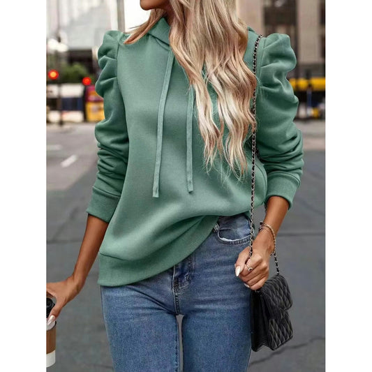Rosalyn Light Green Puff Sleeve Slim Fit Top