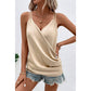 Roschel Apricot Wrap V Neck Ruched Satin Cami Top