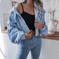 Roschelle Blue Cropped Corduroy Jacket