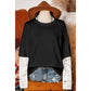 Roselle Black Lace Long Sleeve Insert Drop Shoulder Tee