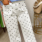 Rossi White Polka Dot Print Scalloped Patch Pocket Cotton Shift Pants