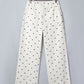 Rossi White Polka Dot Print Scalloped Patch Pocket Cotton Shift Pants