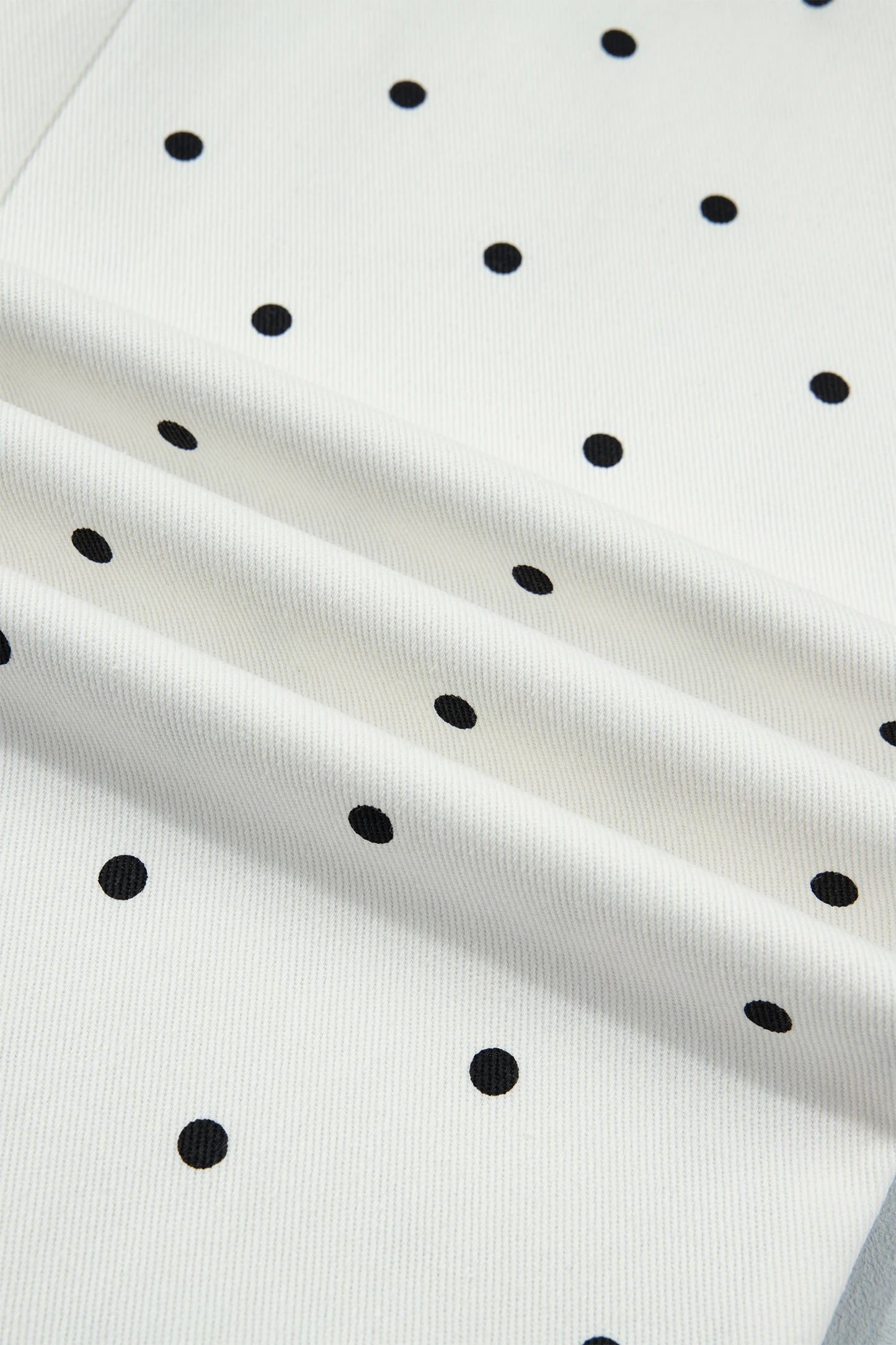 Rossi White Polka Dot Print Scalloped Patch Pocket Cotton Shift Pants