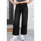 Roza Black Frayed Cropped Straight Jeans