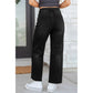 Roza Black Frayed Cropped Straight Jeans