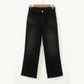Roza Black Frayed Cropped Straight Jeans