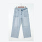 Roza LIght Blue Frayed Cropped Straight Jeans