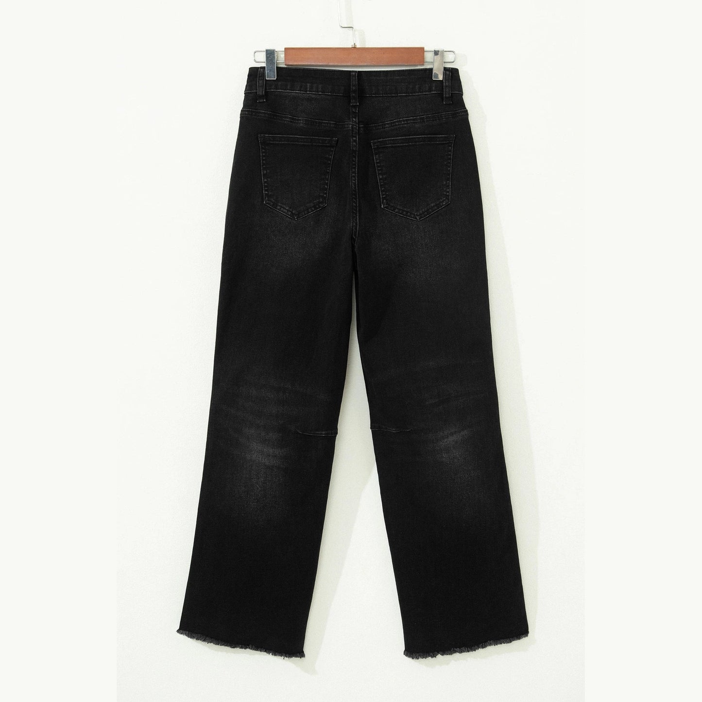 Roza Black Frayed Cropped Straight Jeans