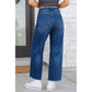 Roza Sail Blue Frayed Cropped Straight Jeans