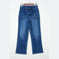 Roza Sail Blue Frayed Cropped Straight Jeans