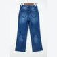 Roza Sail Blue Frayed Cropped Straight Jeans
