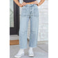 Roza LIght Blue Frayed Cropped Straight Jeans