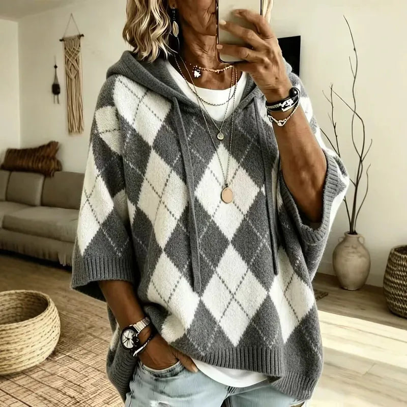 Rubie Argyle Knit Hooded Poncho Sweater - 5 Colors