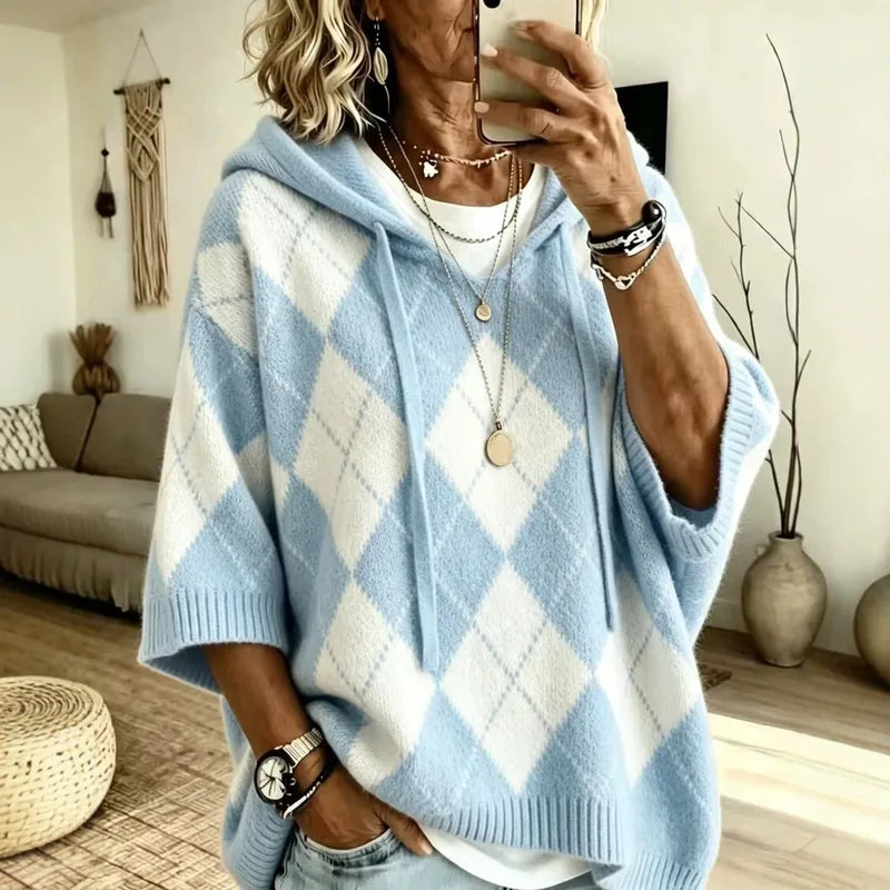 Rubie Argyle Knit Hooded Poncho Sweater - 5 Colors