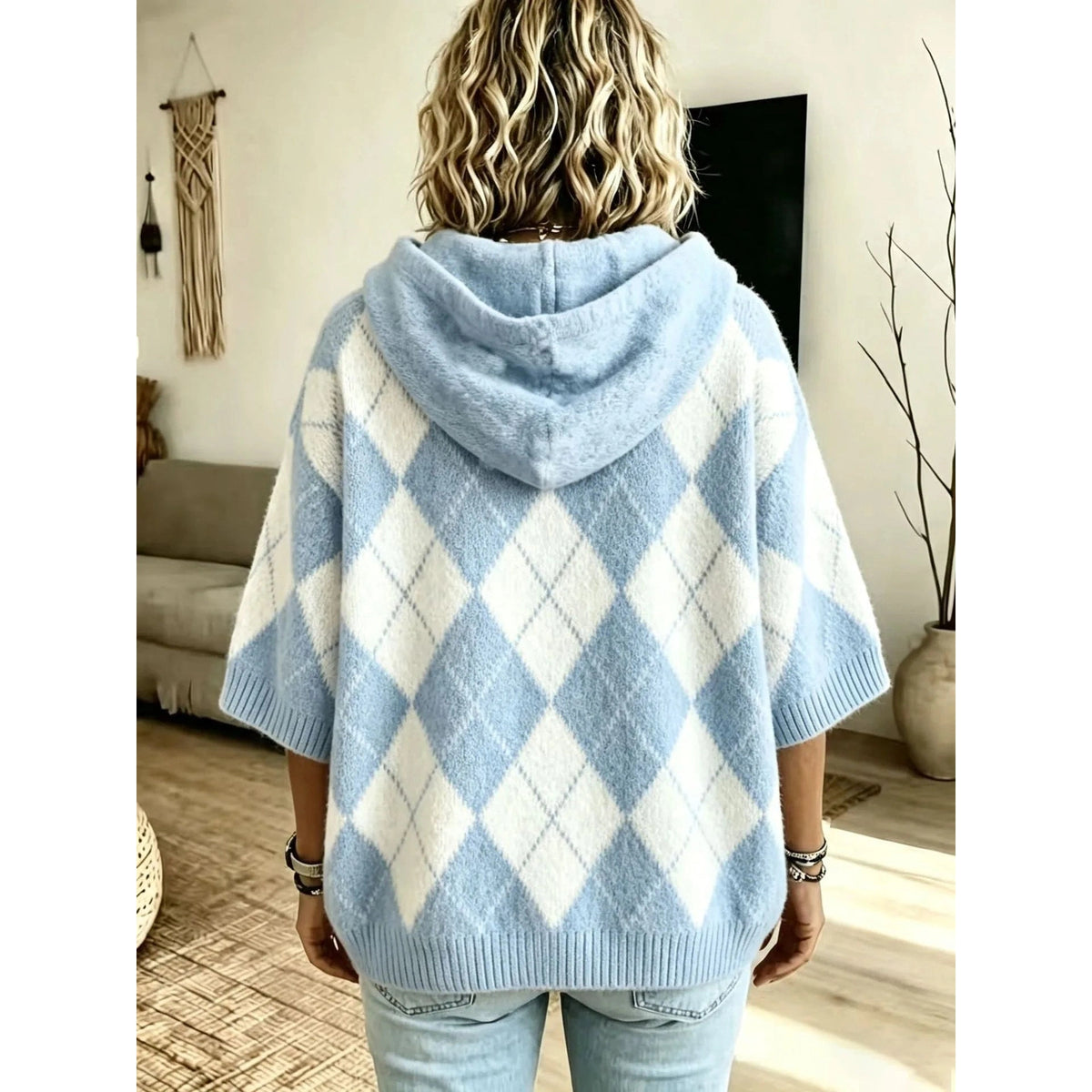 Rubie Argyle Knit Hooded Poncho Sweater - 5 Colors