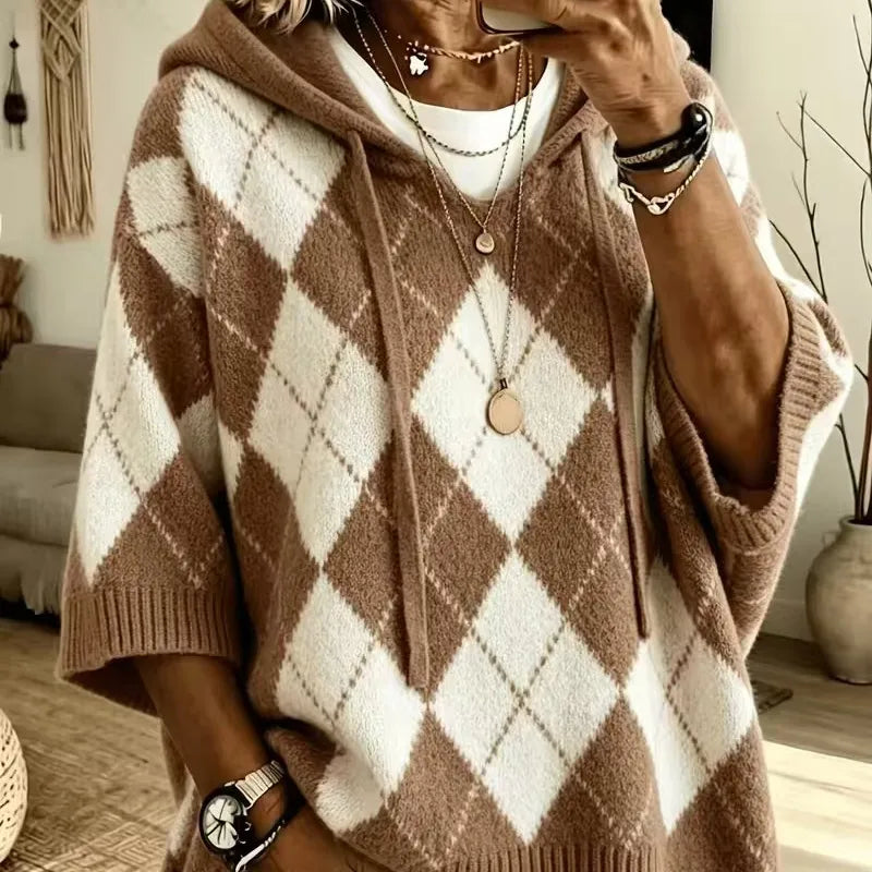 Rubie Argyle Knit Hooded Poncho Sweater - 5 Colors