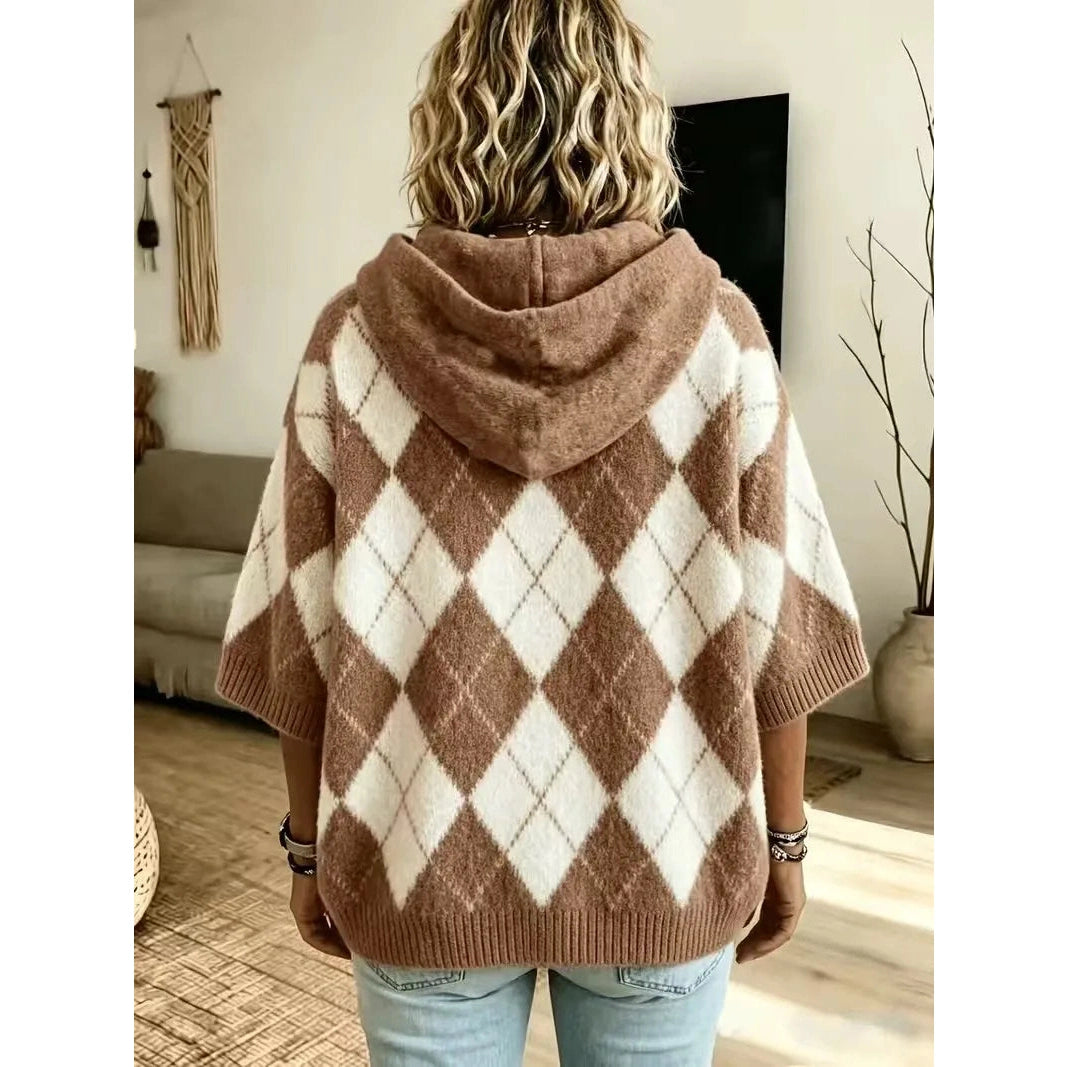 Rubie Argyle Knit Hooded Poncho Sweater - 5 Colors