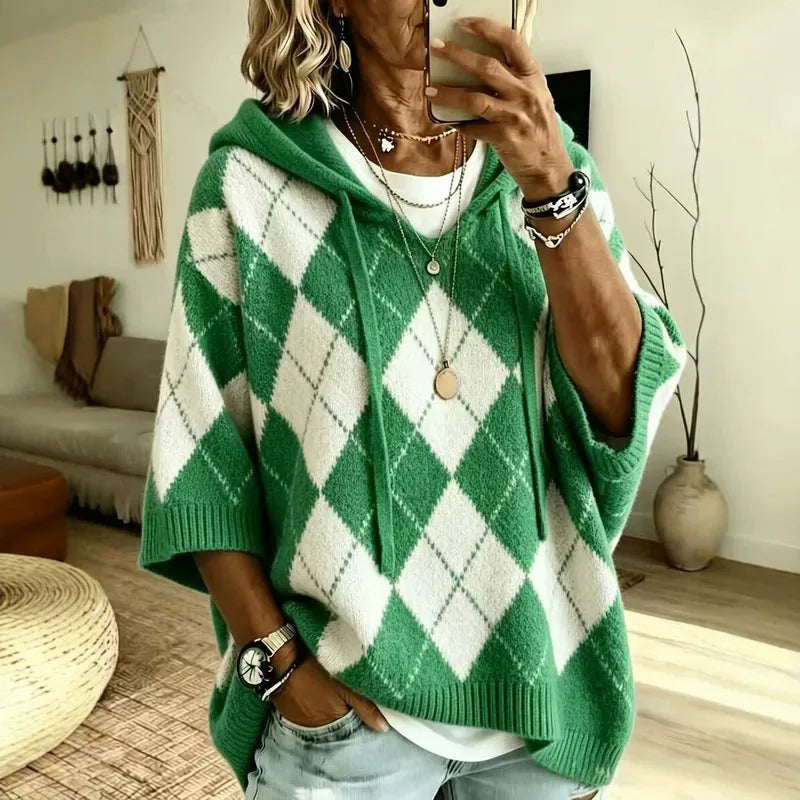 Rubie Argyle Knit Hooded Poncho Sweater - 5 Colors