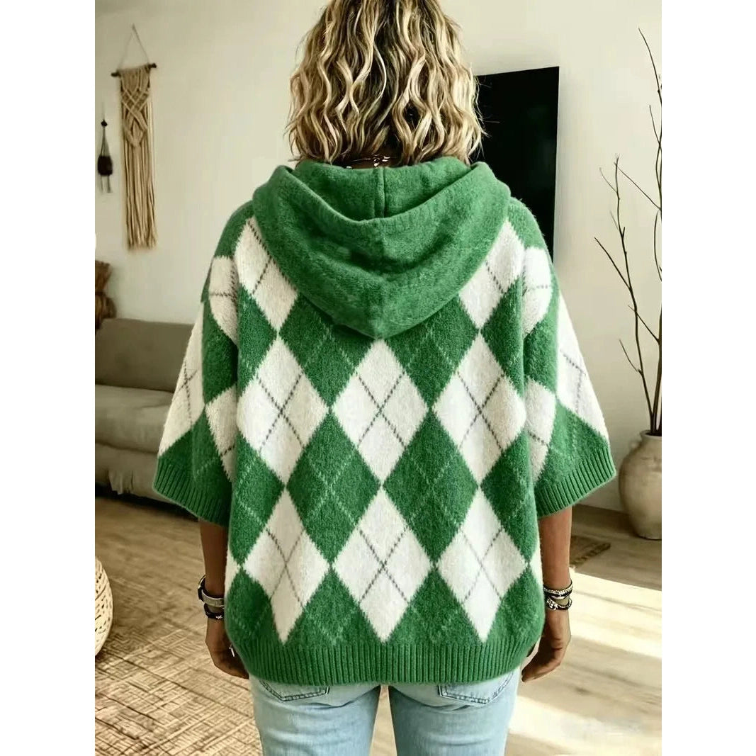 Rubie Argyle Knit Hooded Poncho Sweater - 5 Colors