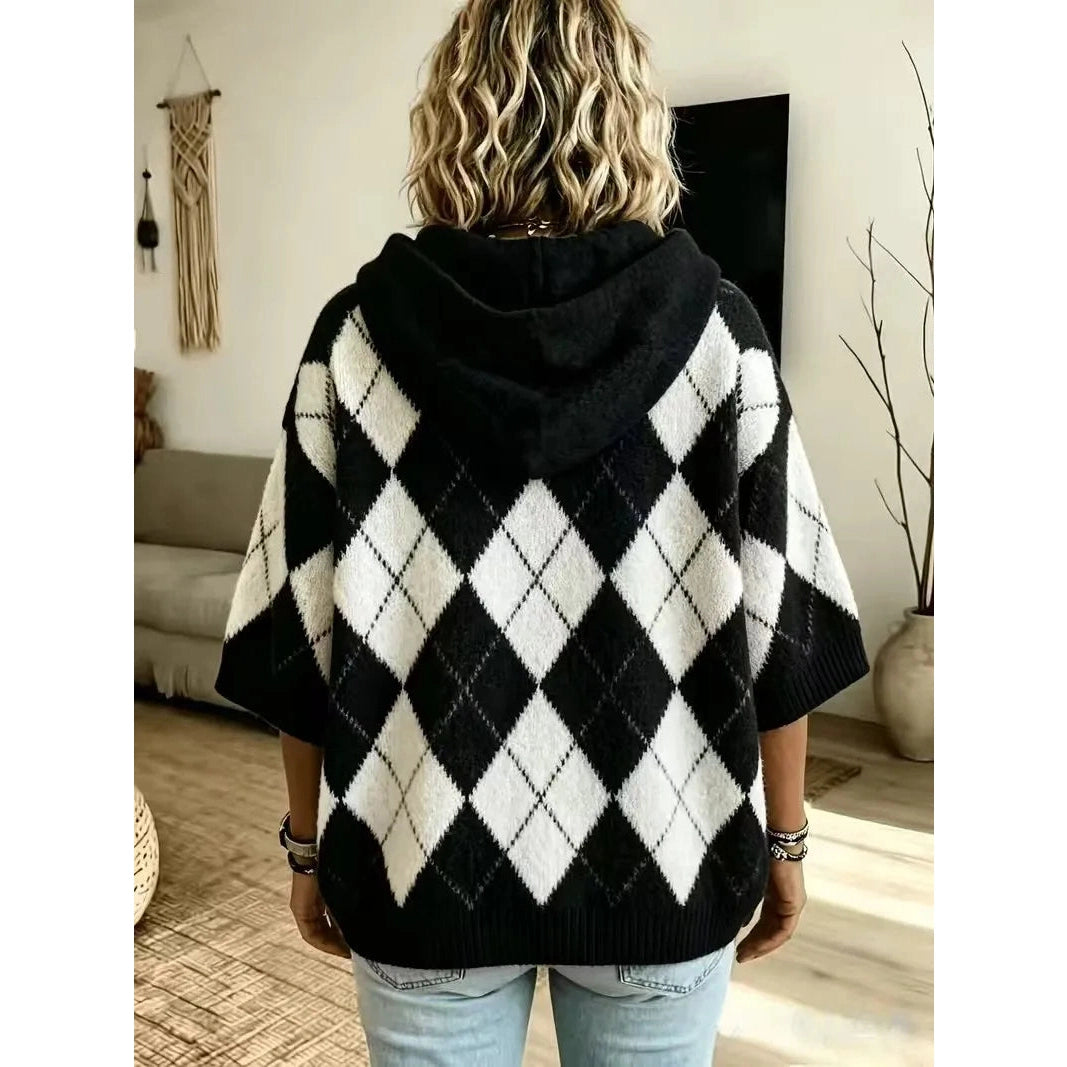 Rubie Argyle Knit Hooded Poncho Sweater - 5 Colors