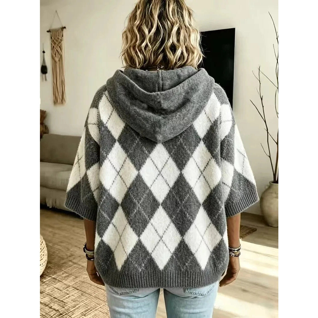 Rubie Argyle Knit Hooded Poncho Sweater - 5 Colors