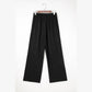 Rudra Black Pleated Detail Pull On High Elastic Waist Loose Straight Pants