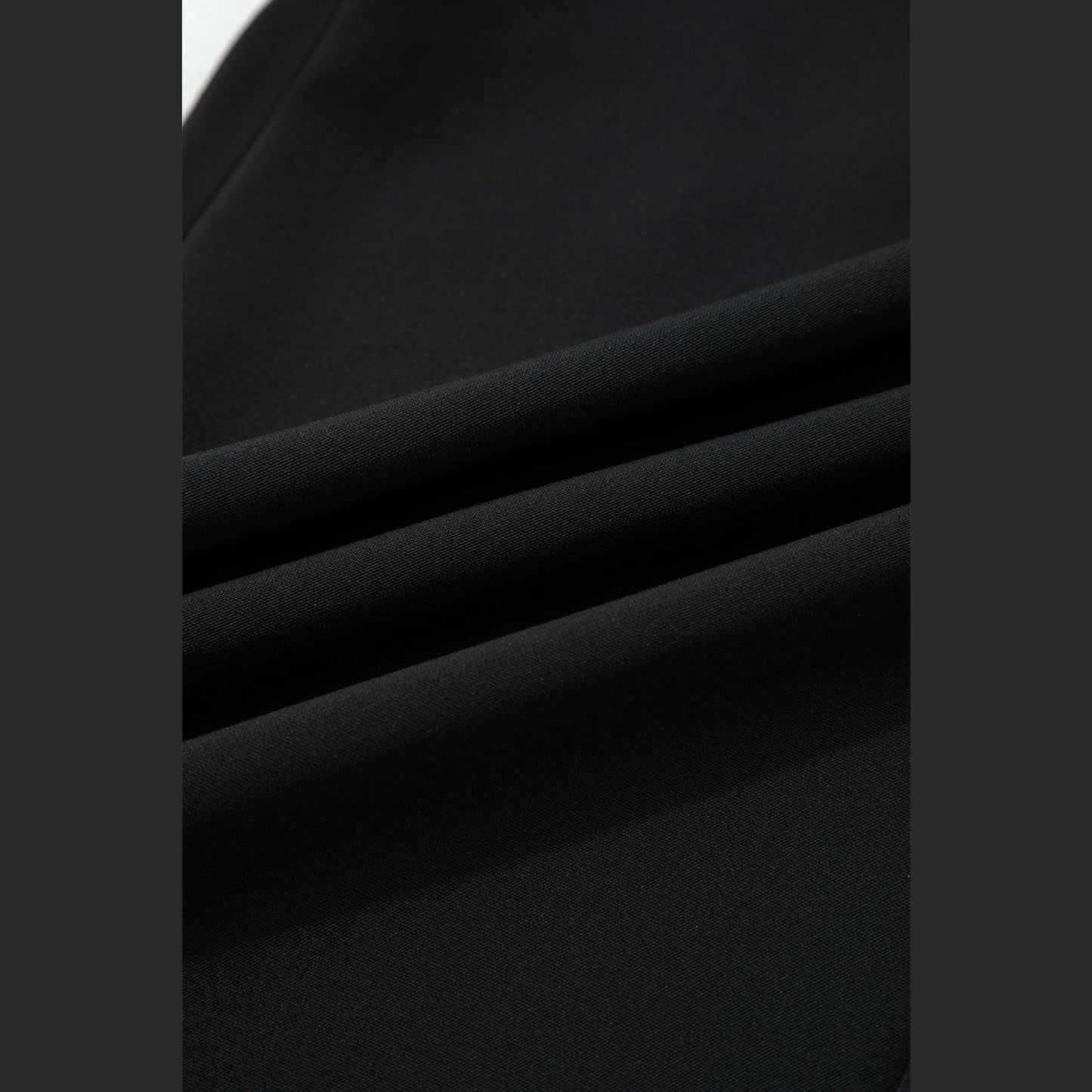 Rudra Black Pleated Detail Pull On High Elastic Waist Loose Straight Pants