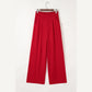 Rudra Red Pleated Detail Pull On High Elastic Waist Loose Straight Pants