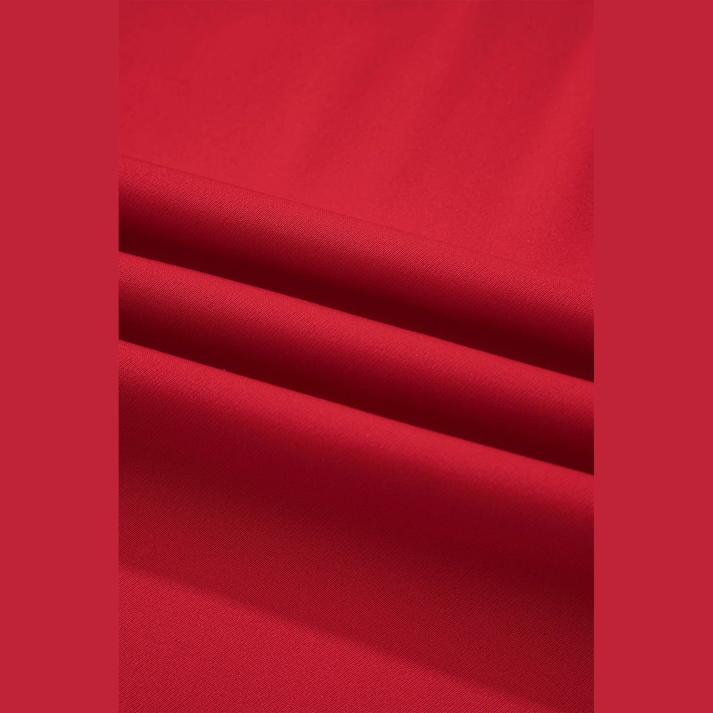 Rudra Red Pleated Detail Pull On High Elastic Waist Loose Straight Pants