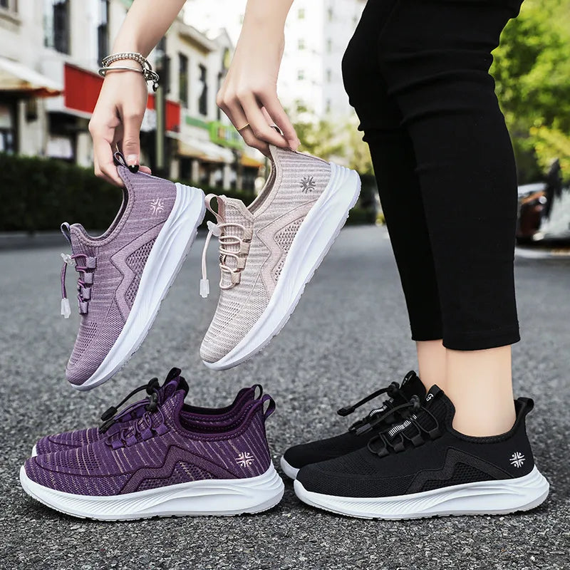Athletic Knit Running Shoes with Cushioned Sole - 3 Colors