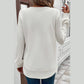 Rylee White Rounded Hem Waffle Long Sleeve Top