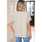 Sharma Khaki Stripe Leopard Patchwork Round Neck Loose T Shirt
