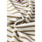 Sharma Khaki Stripe Leopard Patchwork Round Neck Loose T Shirt