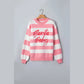 Pink Stripe Santa Baby Embroidered Drop Shoulder Pullover Sweater