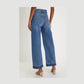 Millie Sail Blue Raw Hem Straight Leg Loose High Waist Jeans