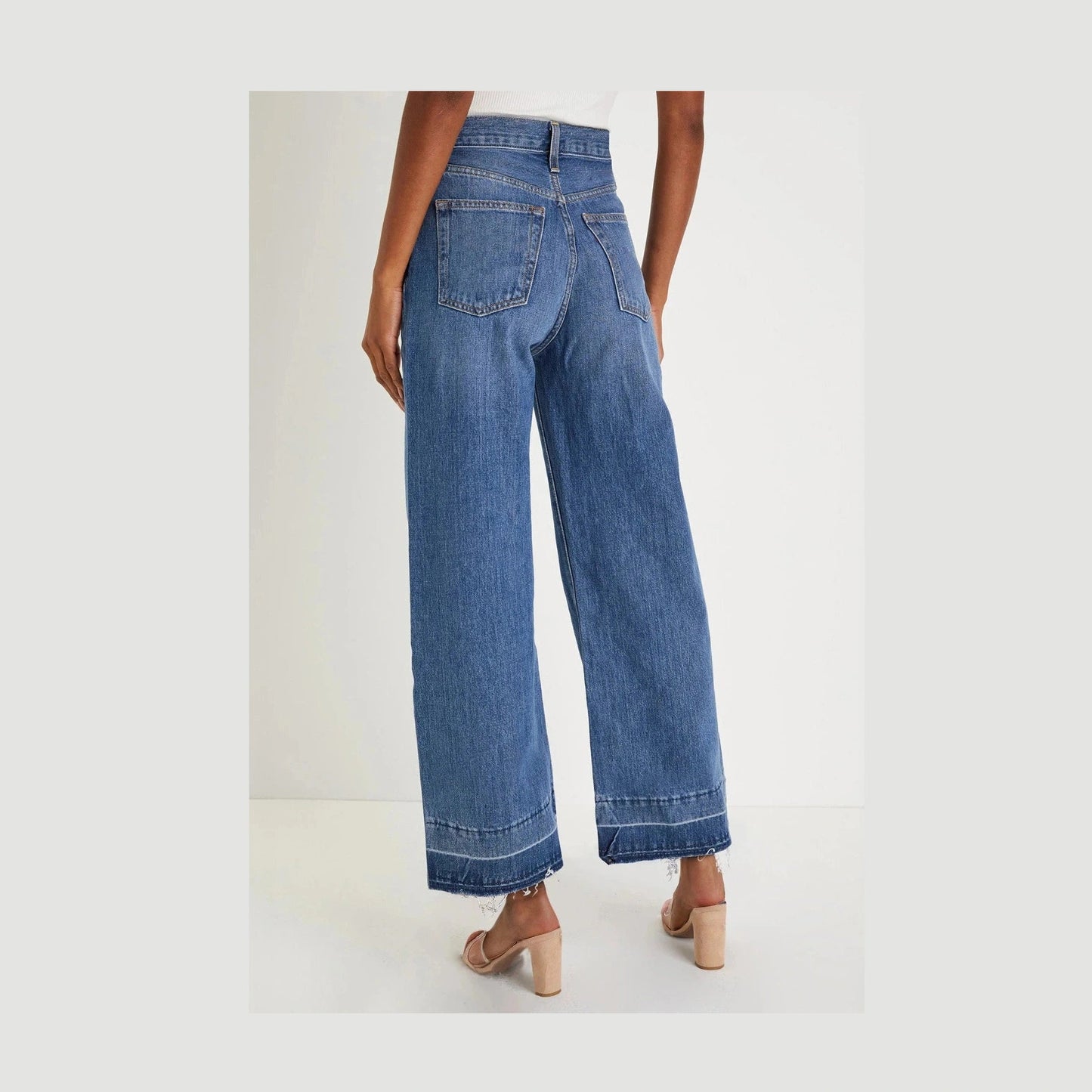 Millie Sail Blue Raw Hem Straight Leg Loose High Waist Jeans