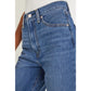 Millie Sail Blue Raw Hem Straight Leg Loose High Waist Jeans