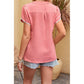 DESTASH Sala Pink V Neck Textured Chiffon Tulip Sleeve Top