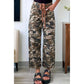 Salee Green Camouflage Print Splashed Distressed Loose Denim Pants