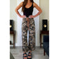 Salee Green Camouflage Print Splashed Distressed Loose Denim Pants