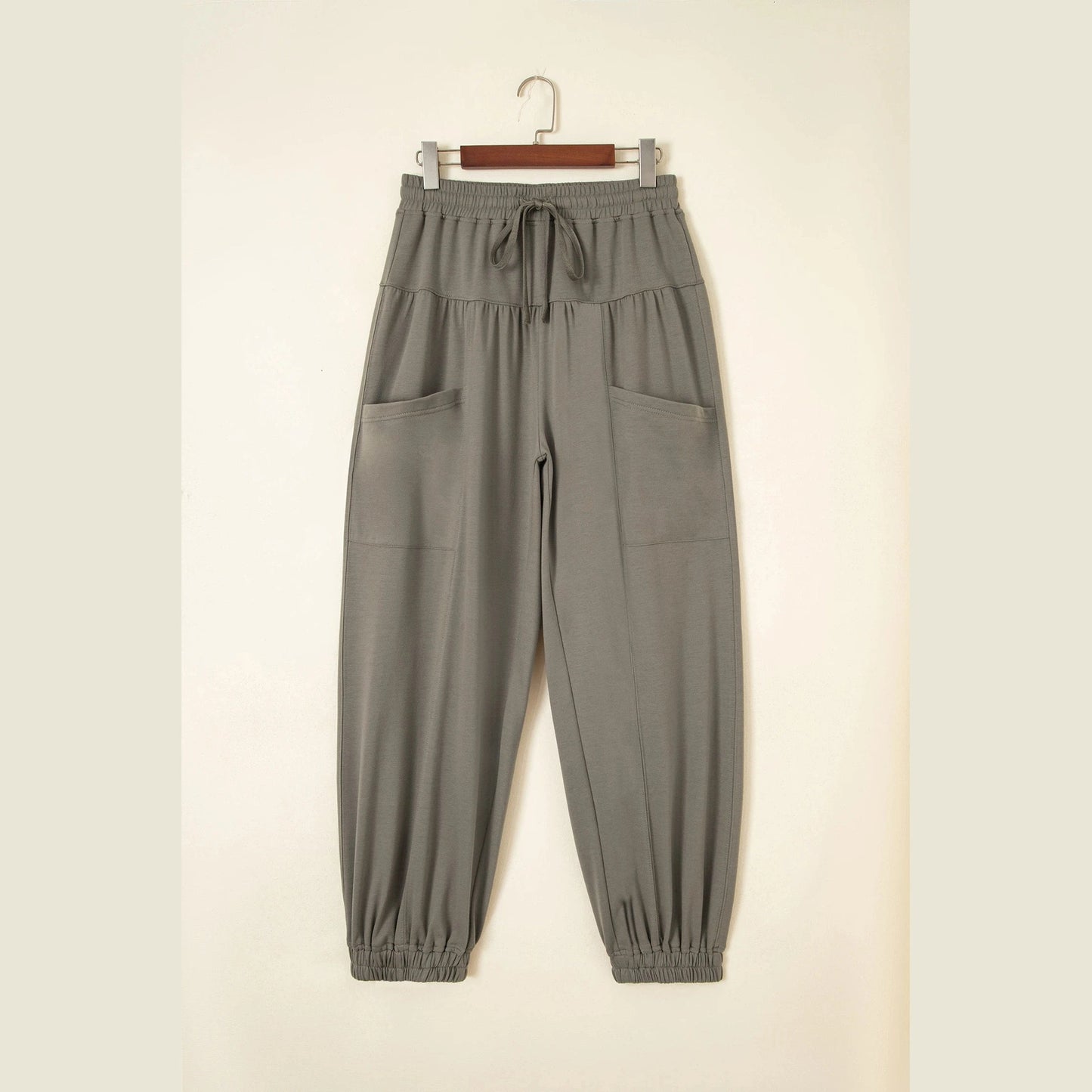 Salina Seagrass Elastic Waist Drawstring Wide Leg Full Length Pants
