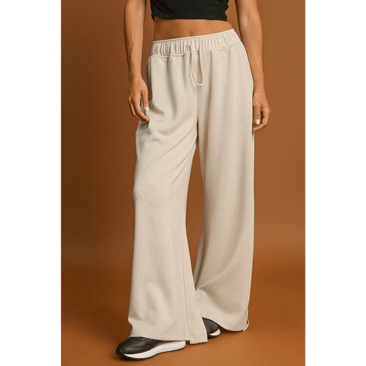 Sallie Loop Drawstring Elastic Waistband Casual Wide Leg Pants
